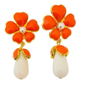 NEW vintage runway style glass gold plated statement designer earrings